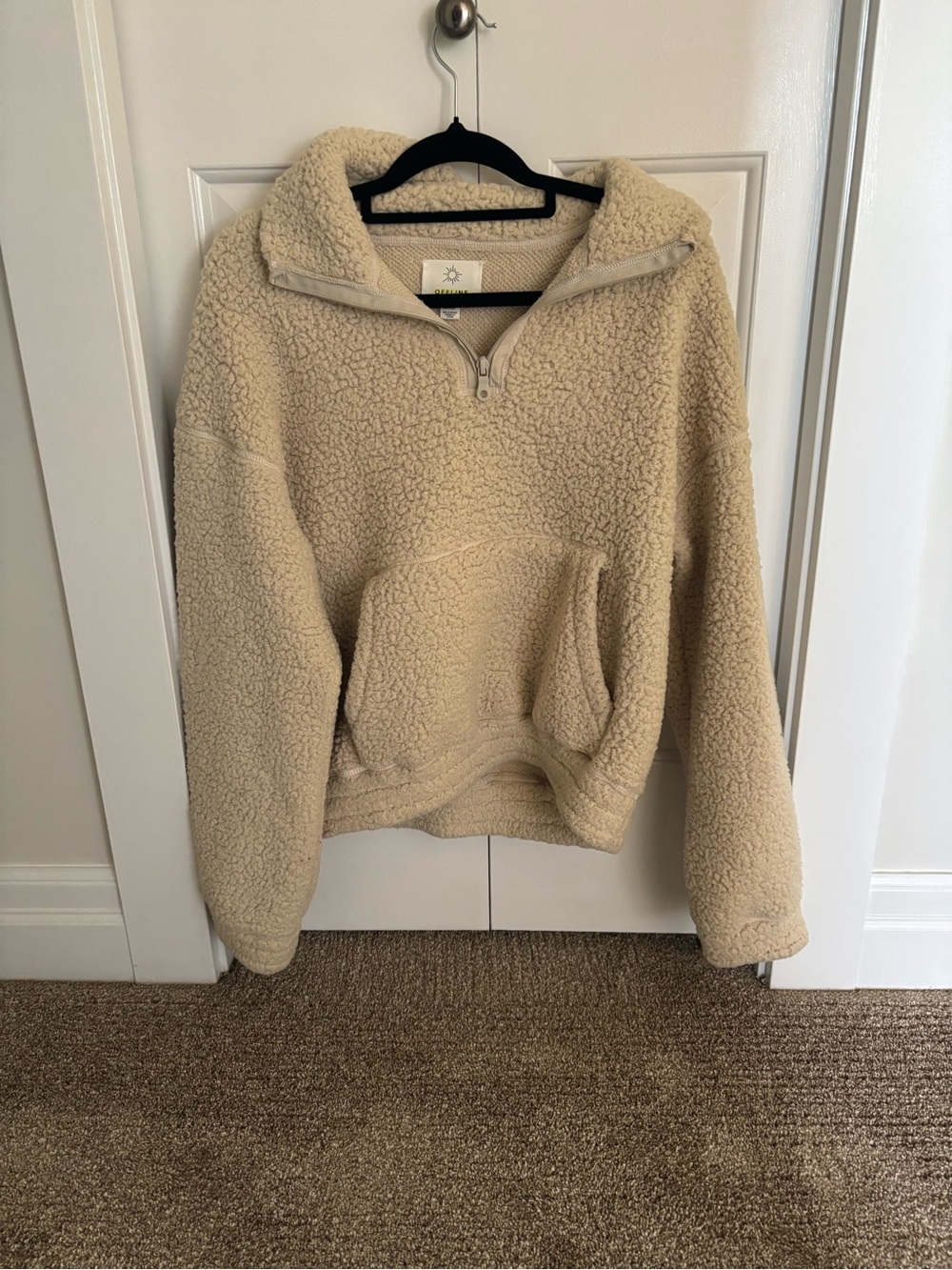 aerie Cream Sherpa Half-Zip Pullover